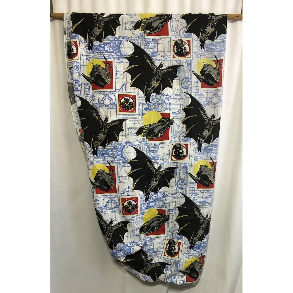 The Bibb Company Batman Returns Fitted Sheet Twin Blue White 1992 Vintage Print